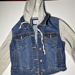 Wax Jean Blue Denim Jacket with Gray Hood